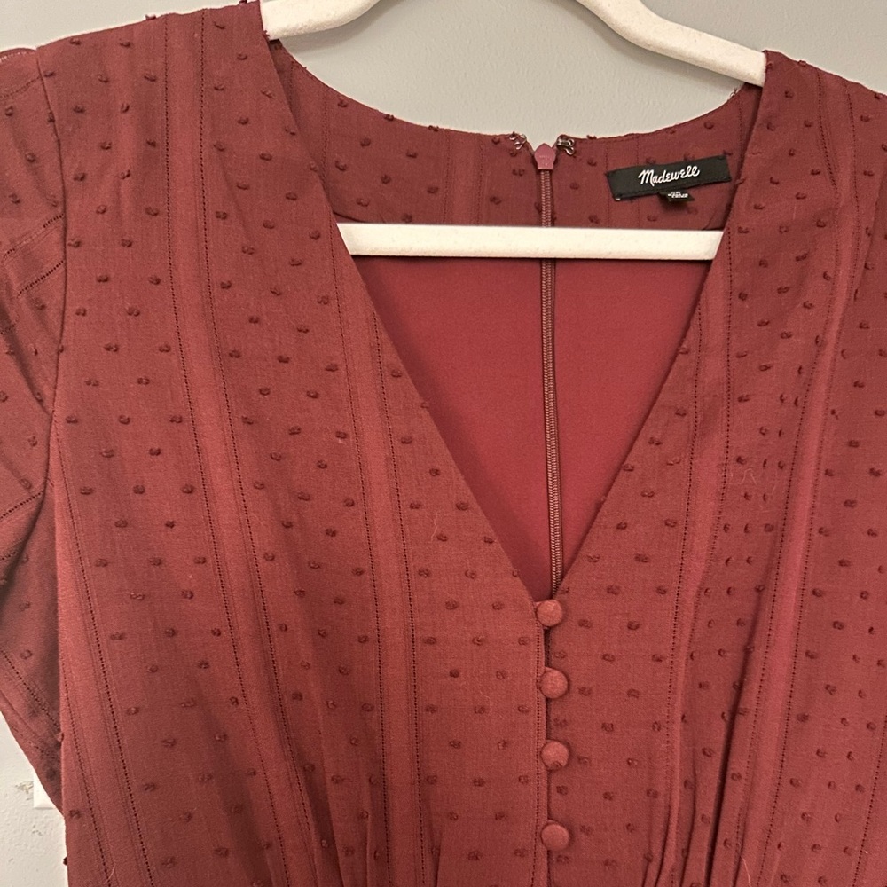 Madewell Swissdot Maroon Dress